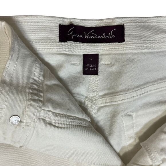 Gloria Vanderbilt White Stretch Jeans Size 16 Classic Fit 5 Pocket New - Picture 5 of 7